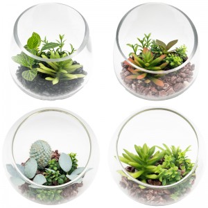 Mesterséges zamatos növények üveg asztali dekoratív földgömb kijelzővel