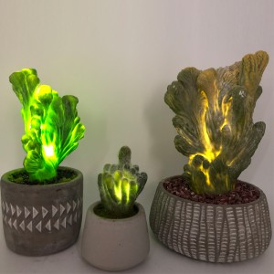 LED mesterséges kaktusz dekoratív üvegcserép mesterségesen zamatos dekorációval